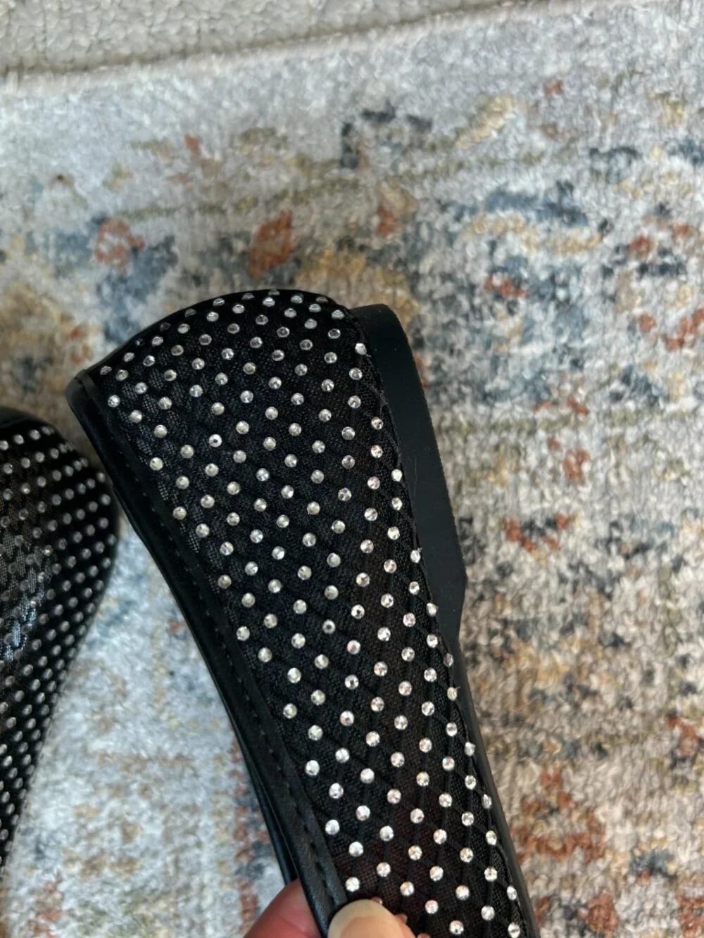 Dolce Vita Sz 8 Mesh Ballet Flats Black w/ Rhinestones & Ballerina Bow Orig. $68 - Picture 5 of 5